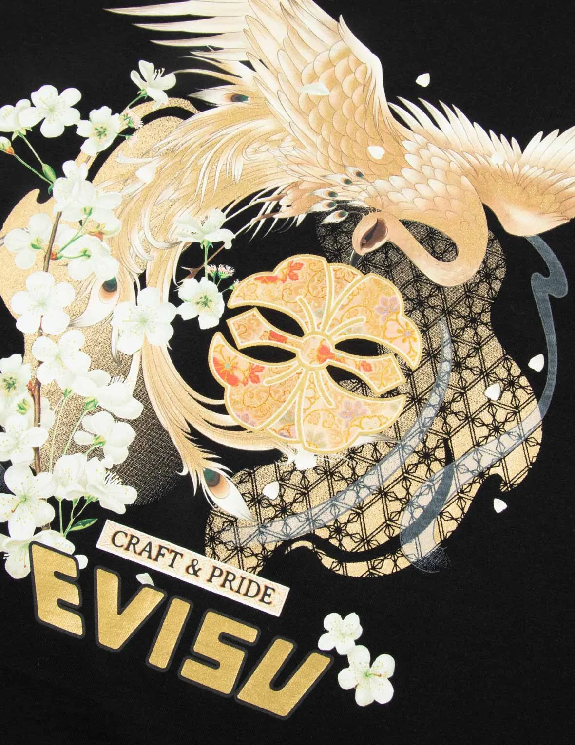 Peacock and Sakura Print T-shirt