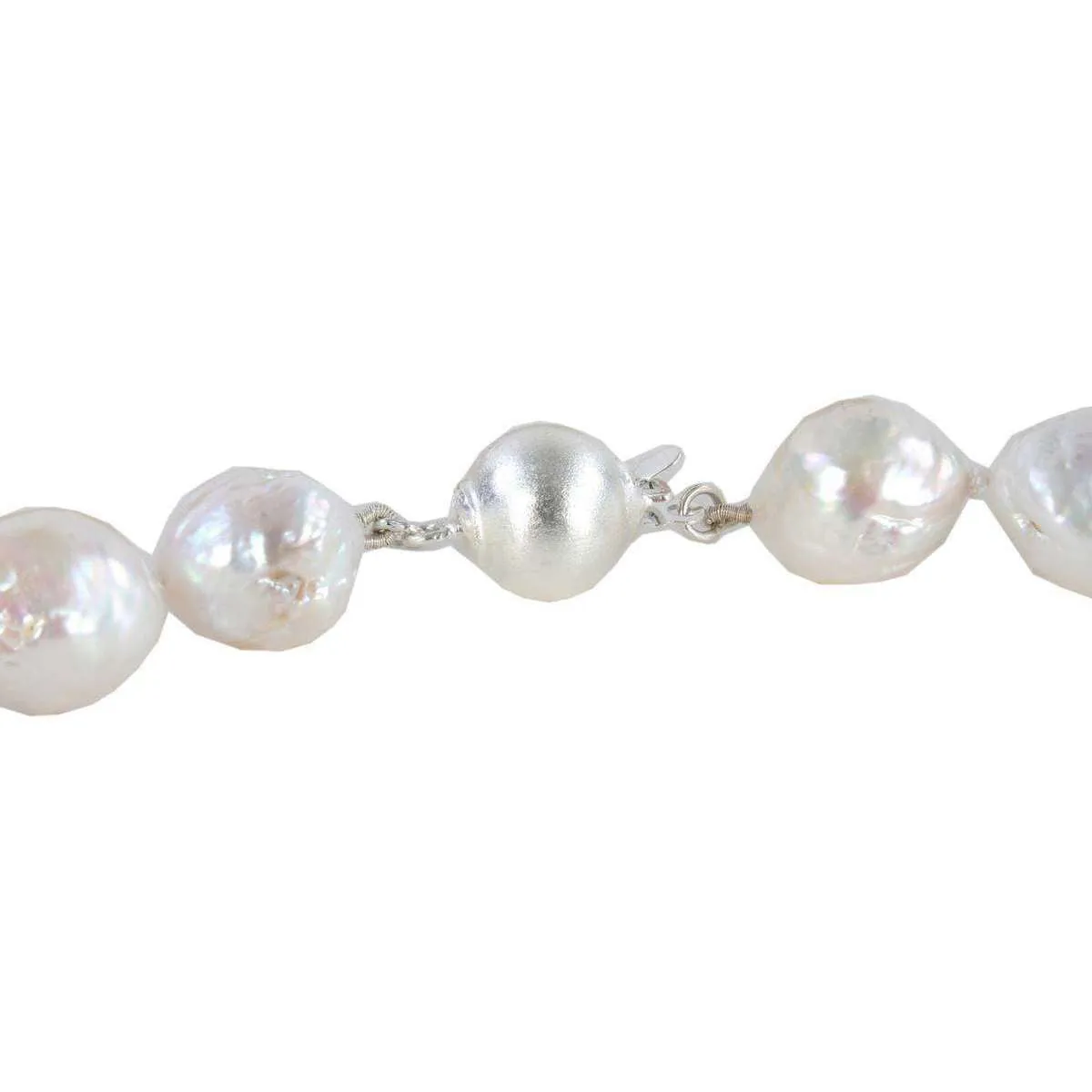 Pearl Aurora Large Snowball Freshwater Pearl Necklace - White