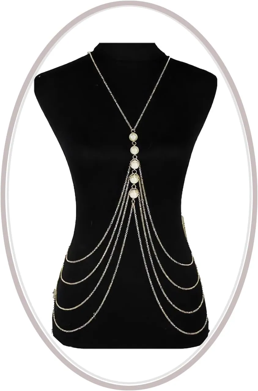 Pearl Body Chain for Women Gold Layered Waist Chain Beach Bikini Belly Body Chain Waist Chain Fashion Jewelry Gifts