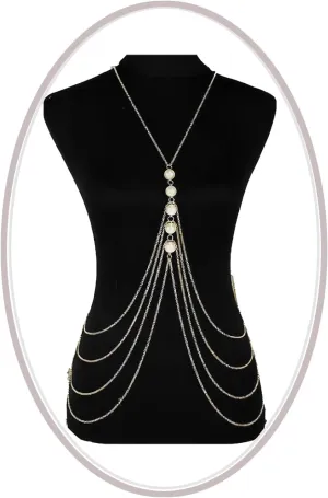 Pearl Body Chain for Women Gold Layered Waist Chain Beach Bikini Belly Body Chain Waist Chain Fashion Jewelry Gifts