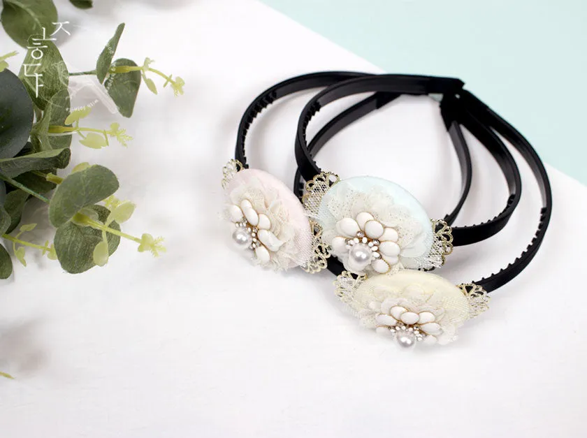 Pearl Decor Flower Hairband (3 colors)
