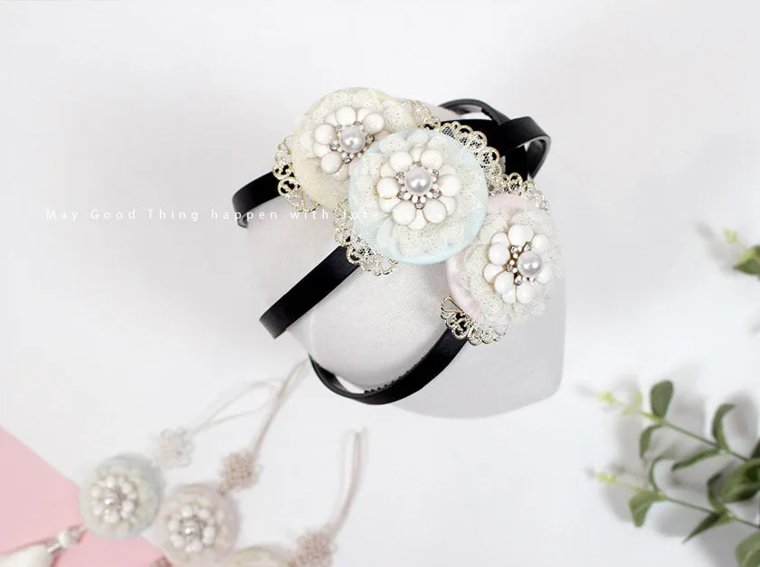 Pearl Decor Flower Hairband (3 colors)