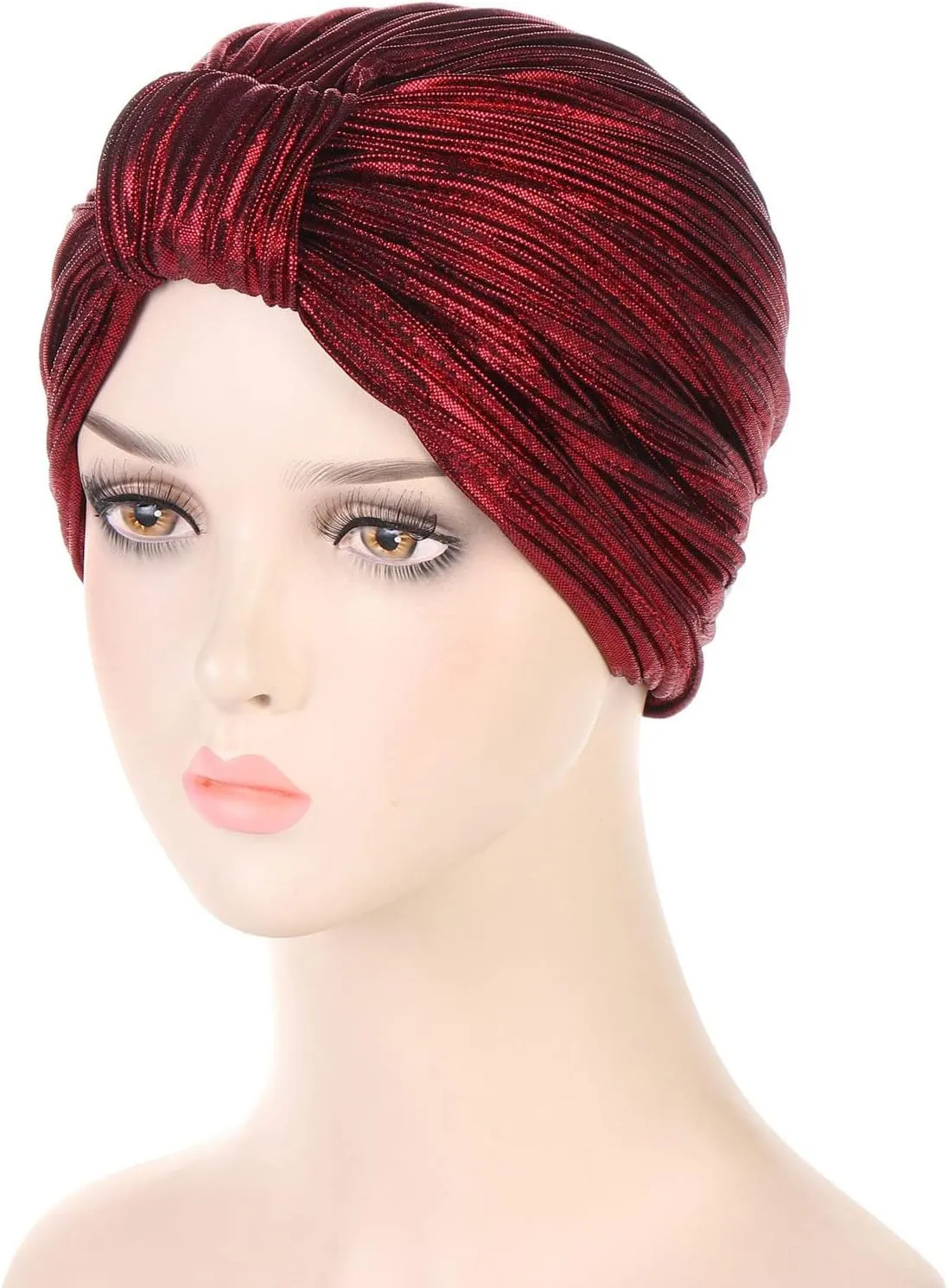 Pearl Head Wrap for Women Women Knot Pleated Head Hat Cap Headwear Muslim Turban Cap Headwrap Turban Cap Headband Visor