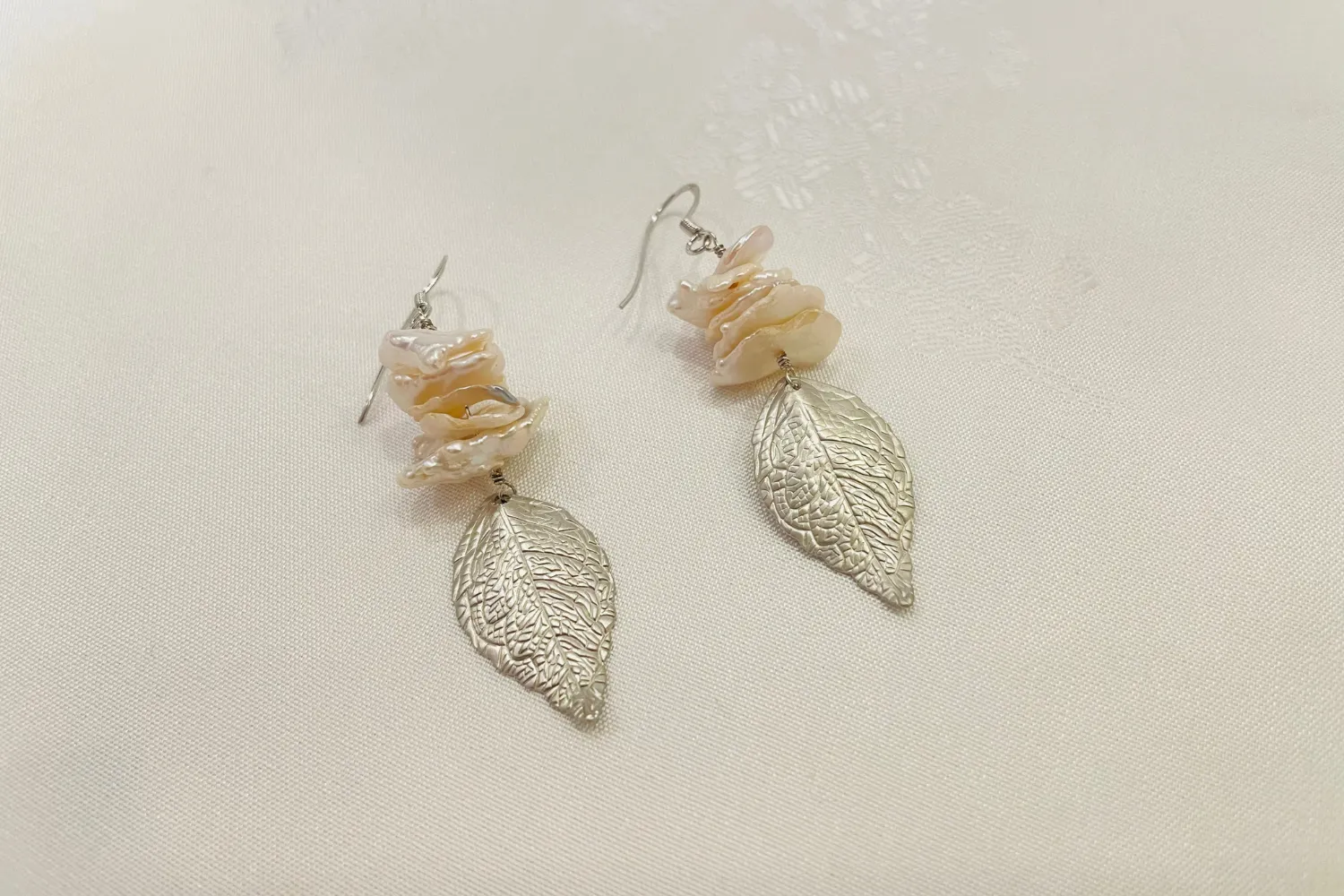 Pearl Leaf Earrings