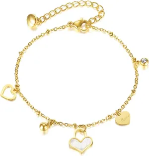 PEAS Fashion Jewelry Adjustable Bracelet Heart Link Chain Bracelet