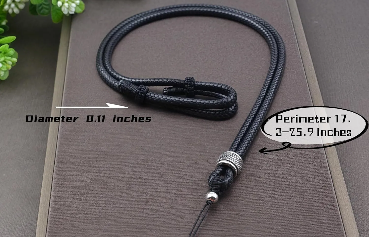 Pendant accessories woven leather rope chain necklace, DIY woven pendant wax rope chain for men and women, width 3mm, length 18-26 inches adjustable