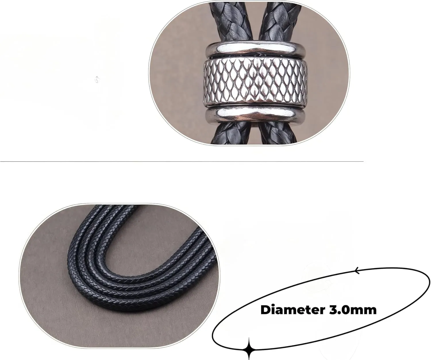 Pendant accessories woven leather rope chain necklace, DIY woven pendant wax rope chain for men and women, width 3mm, length 18-26 inches adjustable