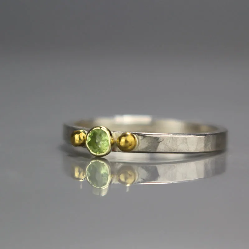 Peridot Gold and Silver Ring