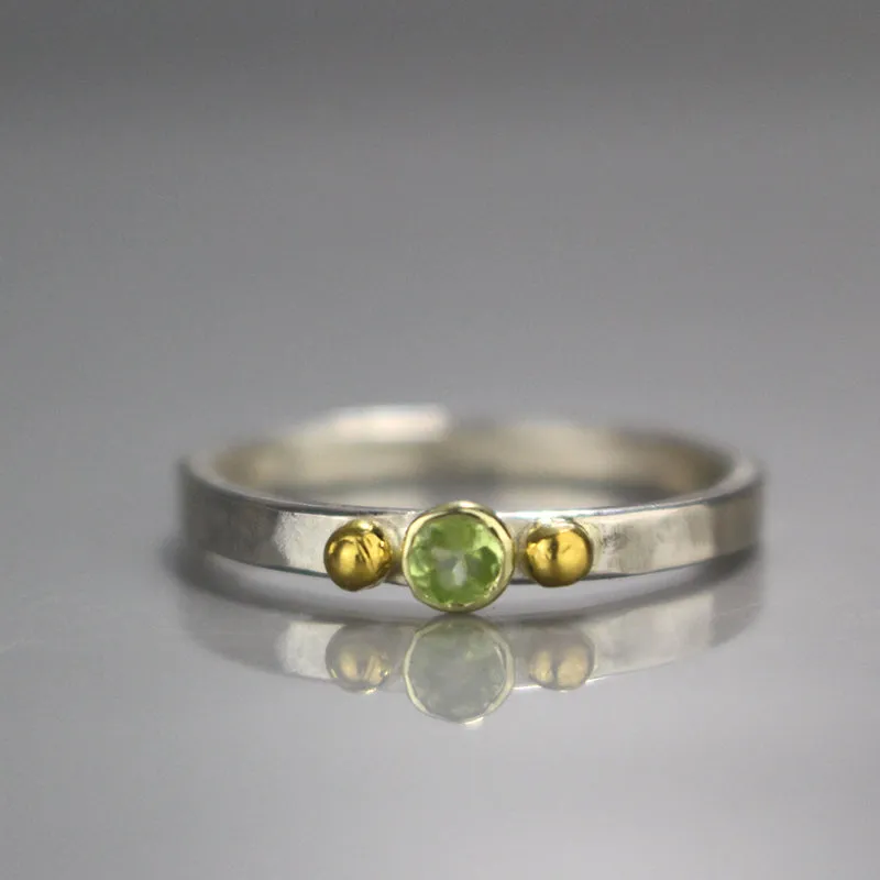 Peridot Gold and Silver Ring