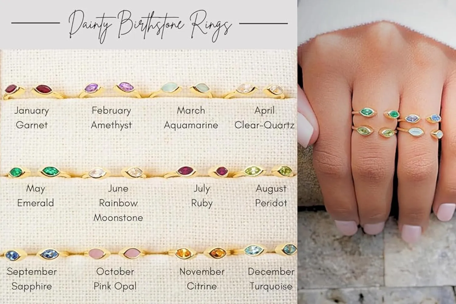Peridot Rings, 18K Gold Rings for Women Teen Girls That Don't Tarnish - Real 925 Sterling Silver Rings, Stackable, Chunky, Dainty August Birthstone Gifts (Anillos Para Mujer, Marquise - Size 7)