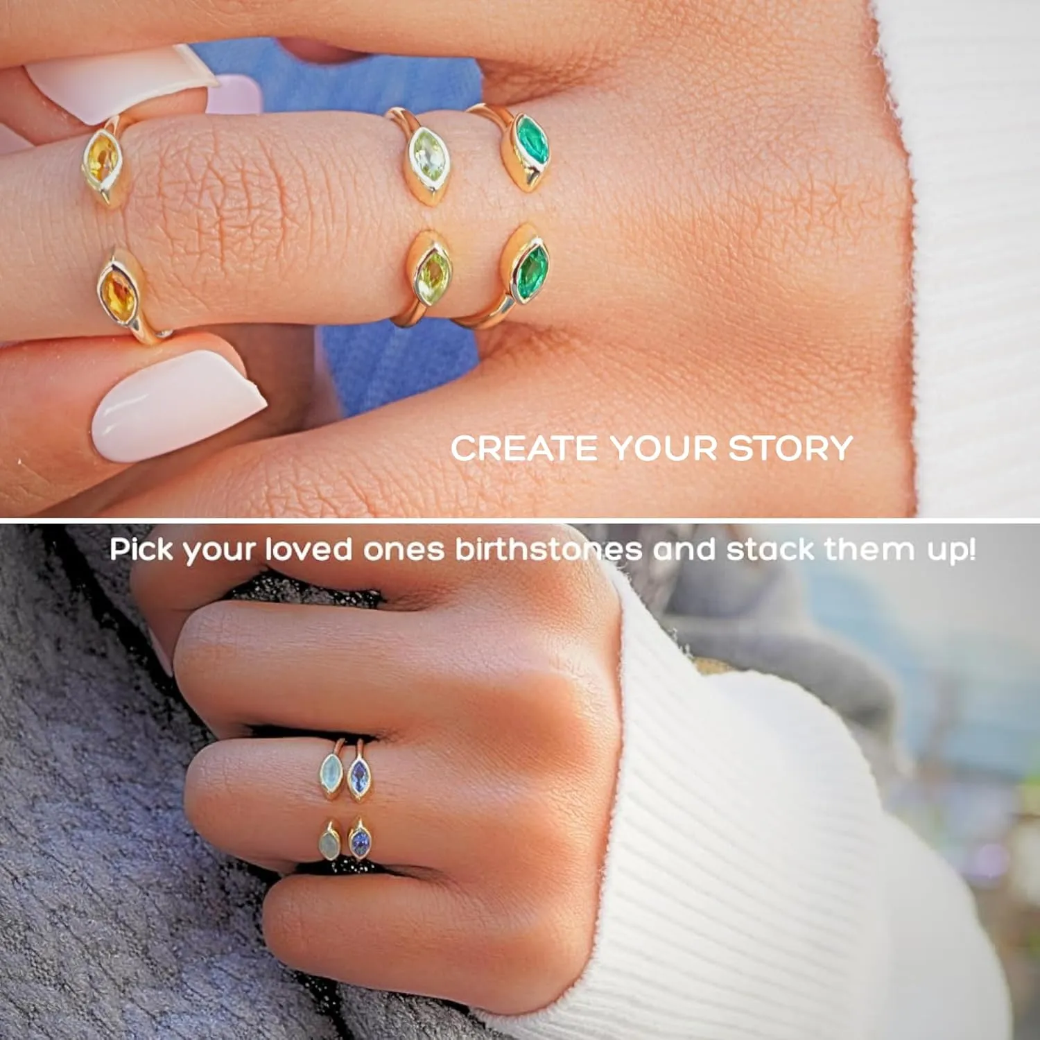 Peridot Rings, 18K Gold Rings for Women Teen Girls That Don't Tarnish - Real 925 Sterling Silver Rings, Stackable, Chunky, Dainty August Birthstone Gifts (Anillos Para Mujer, Marquise - Size 7)