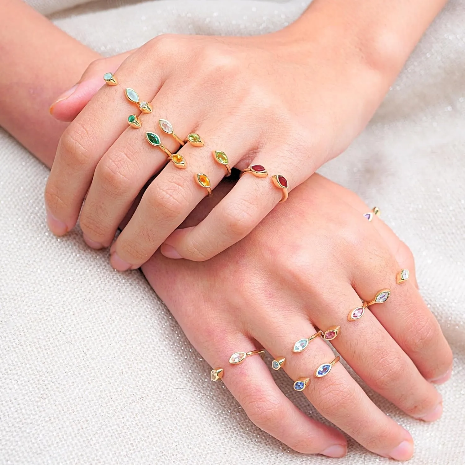 Peridot Rings, 18K Gold Rings for Women Teen Girls That Don't Tarnish - Real 925 Sterling Silver Rings, Stackable, Chunky, Dainty August Birthstone Gifts (Anillos Para Mujer, Marquise - Size 7)