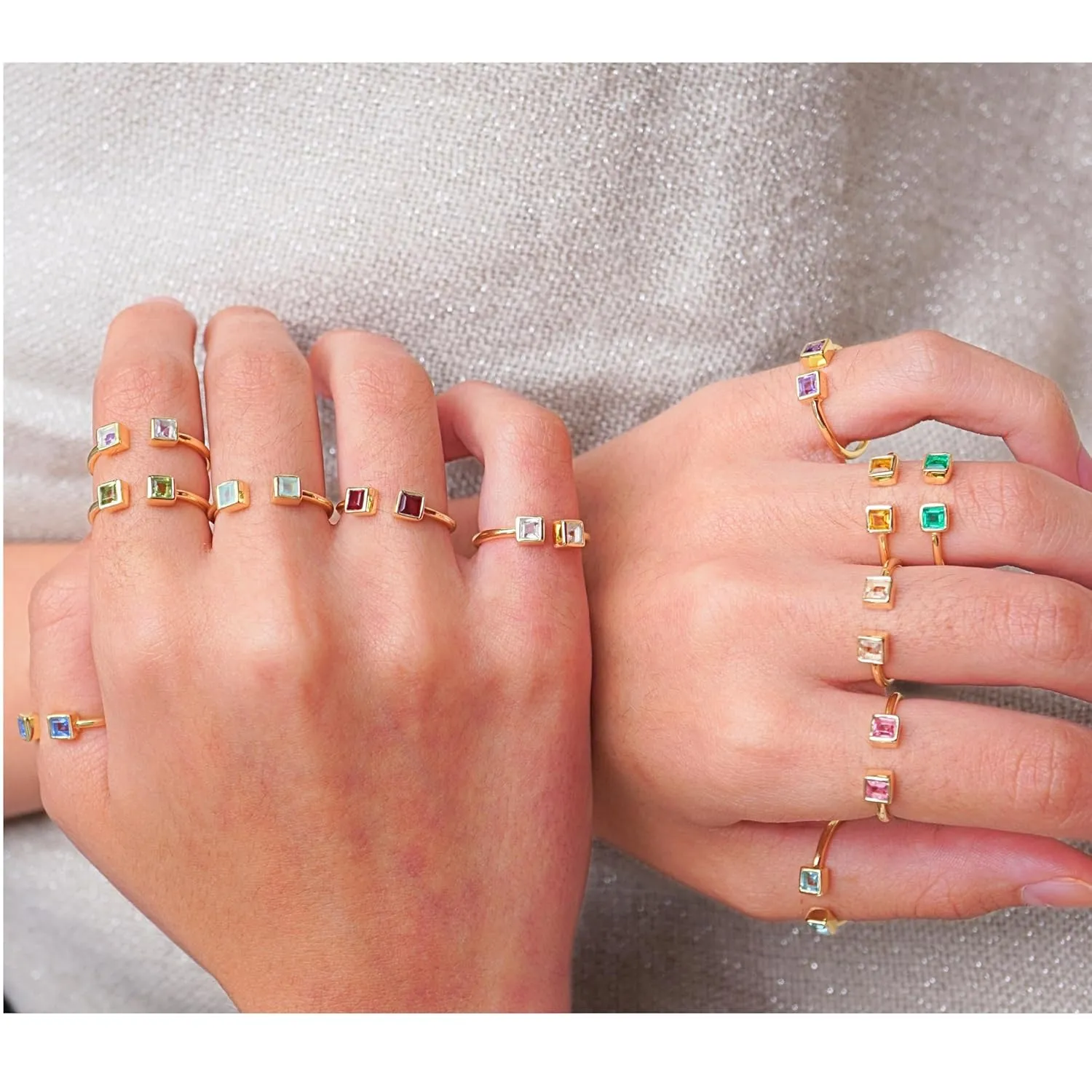 Peridot Rings, 18K Gold Rings for Women Teen Girls That Don't Tarnish - Real 925 Sterling Silver Rings, Stackable, Chunky, Dainty August Birthstone Gifts (Anillos Para Mujer, Square - Size 6)