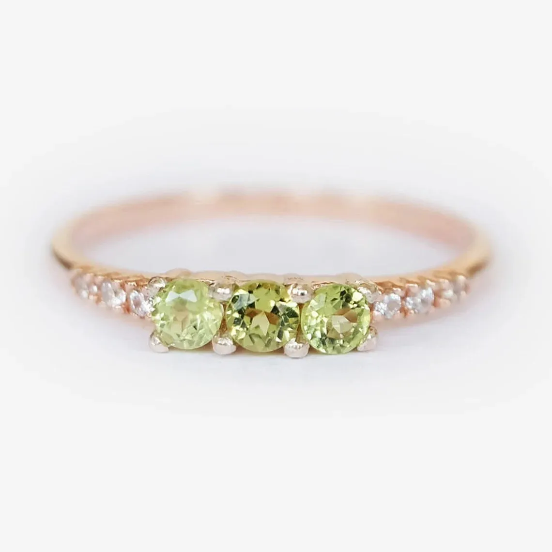 Peridot Stacking Rings - 14k Rose Gold Vermeil Ring
