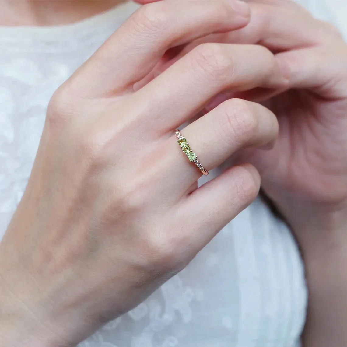 Peridot Stacking Rings - 14k Rose Gold Vermeil Ring