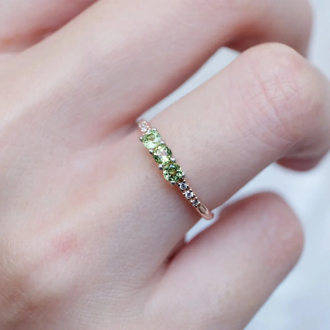 Peridot Stacking Rings - 14k Rose Gold Vermeil Ring