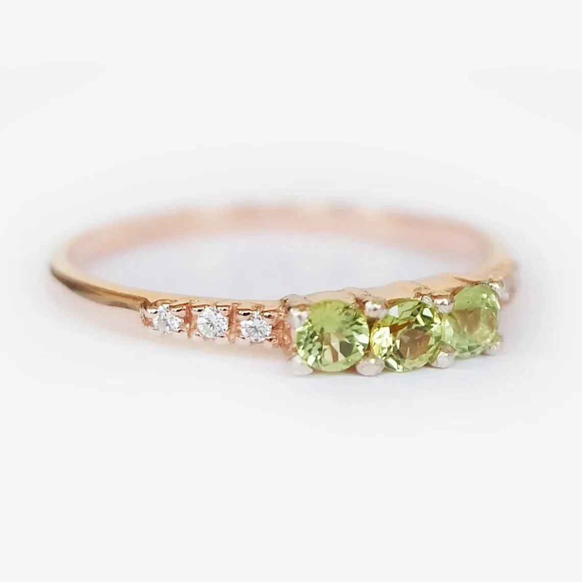 Peridot Stacking Rings - 14k Rose Gold Vermeil Ring