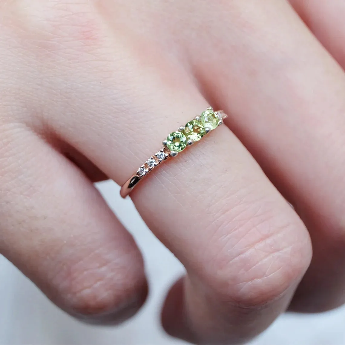 Peridot Stacking Rings - 14k Rose Gold Vermeil Ring