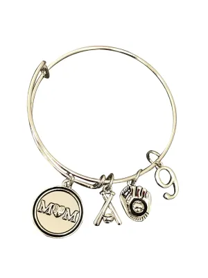 Personalized Baseball Mom Bracelet with Jersey Number Charm-Custom Baseball Jewelry For Moms -Softball Mom Bracelet- Perfect Gift for Baseball Mom