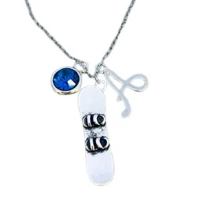Personalized Snowboarder Necklace, Custom Snowboarding Charm Pendant with Initial Charm, Snowboarding Jewelry-Custom Snowboarder Charm Necklace, Gift For Snowboarders