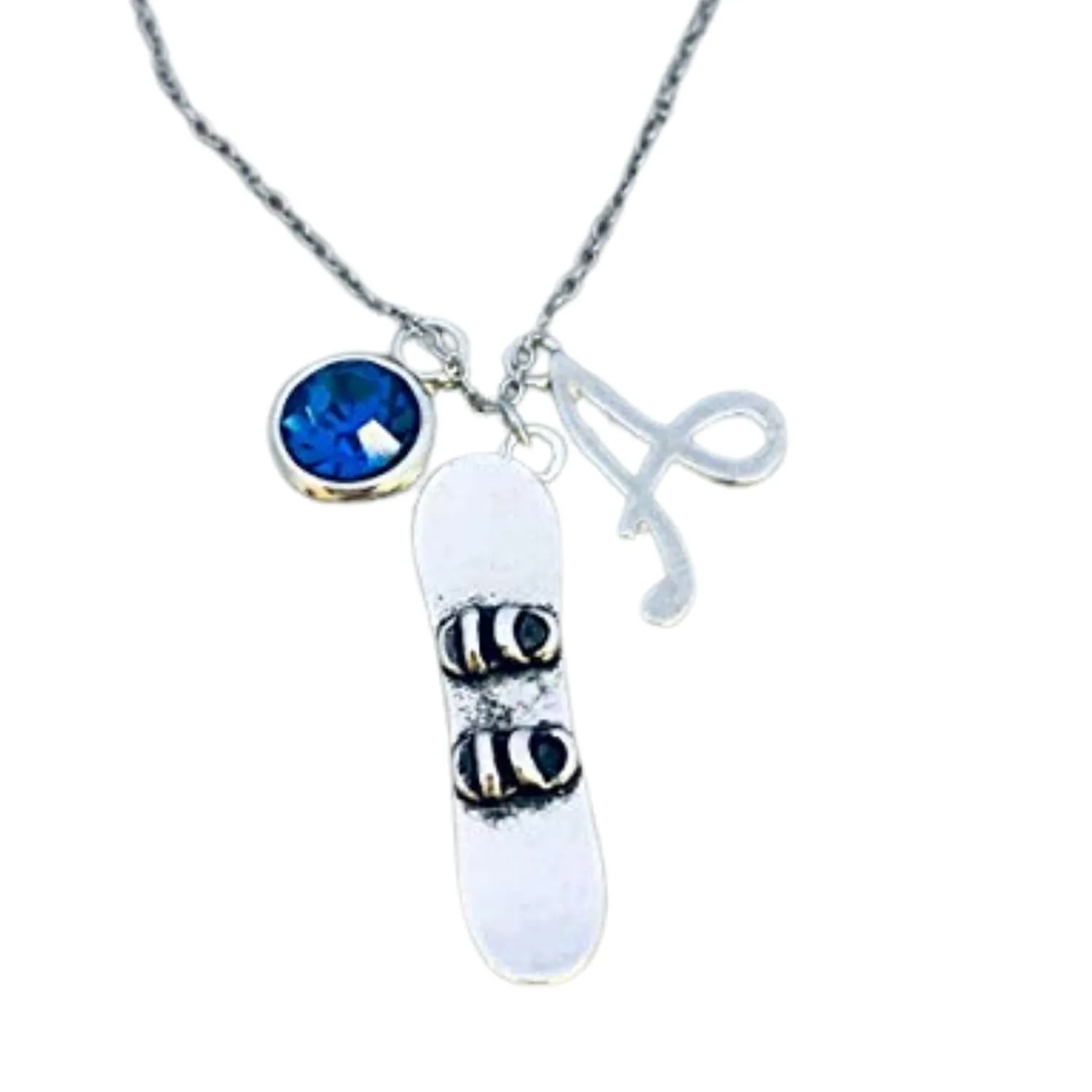 Personalized Snowboarder Necklace, Custom Snowboarding Charm Pendant with Initial Charm, Snowboarding Jewelry-Custom Snowboarder Charm Necklace, Gift For Snowboarders