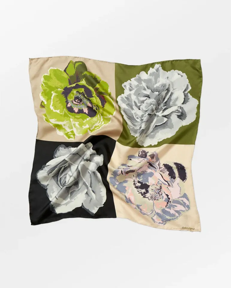 Perulia Twill Silk Scarf Spagnum Green
