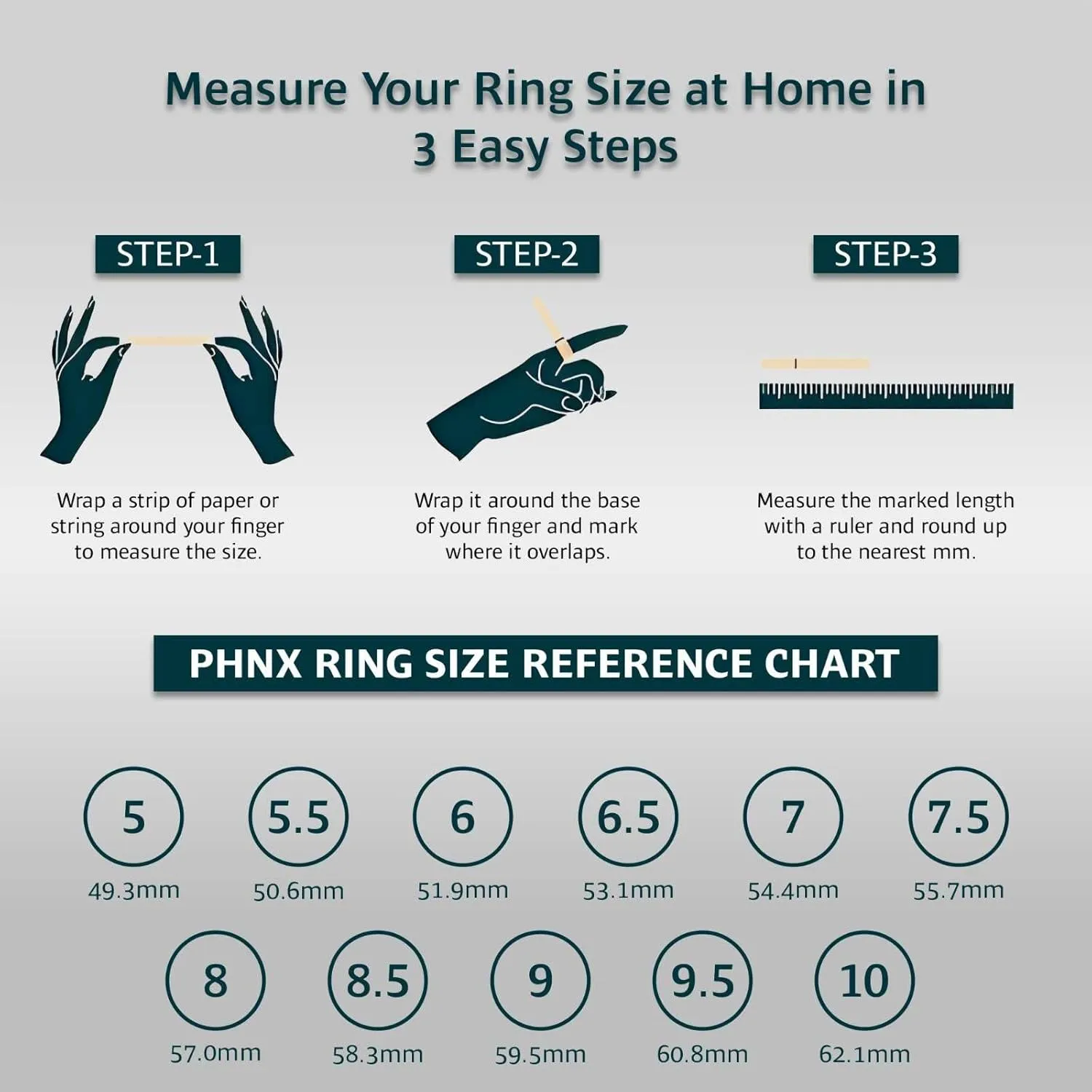 PHNX 3 Tone Hammered Statement Stackable chunky Band Rings For Women SIlver Copper Brass Ring Thin Band for Women, 9 Stacked Rings