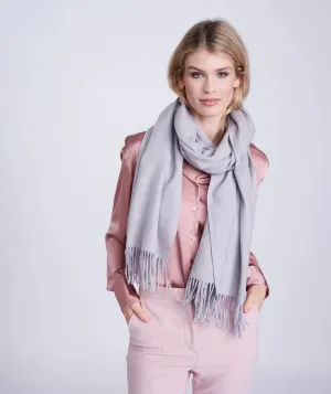 Pia Rossini Willow Warm Grey Oversized Soft Scarf with Raw Edges