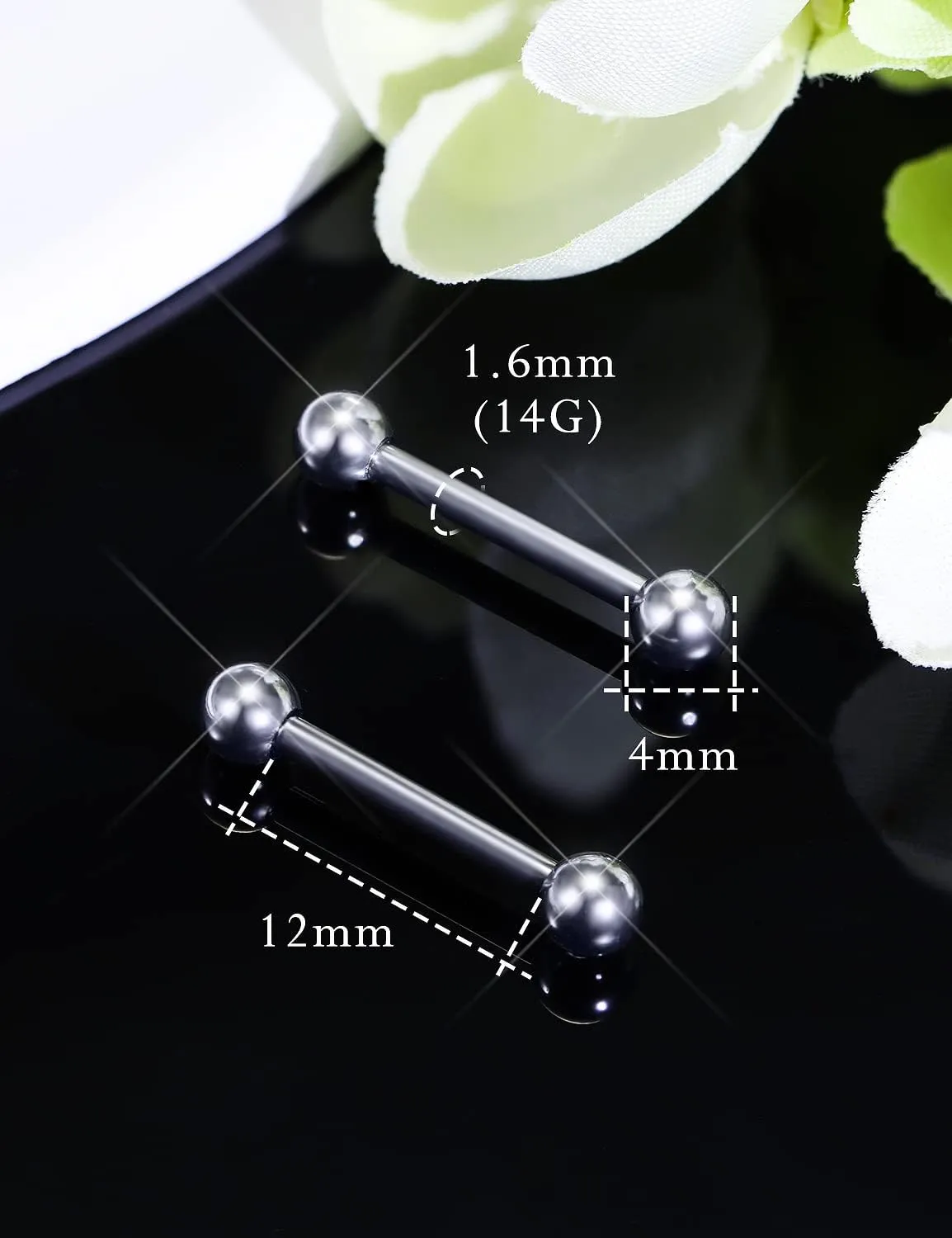 Piercing Kit 14G Nipple Rings Tongue Rings Surgical Stainless Steel Nipple/Tongue Piercing Jewelry kit 14 Gauge Piercing Needles Silver Black Rainbow Nipple ring tongue Ring For Women men