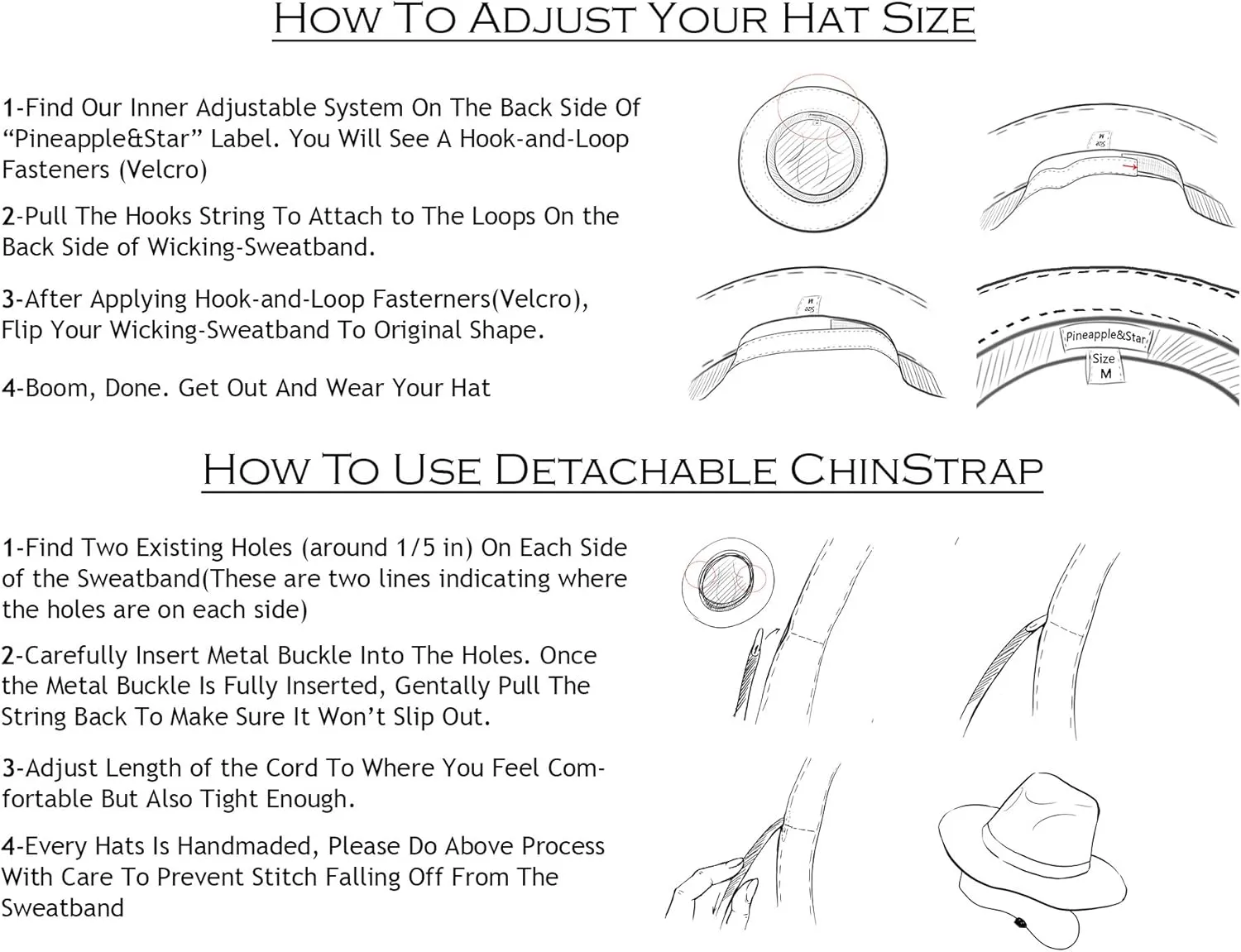 Pineapple&Star Sun Straw Fedora Beach Hat Fine Braid UPF50  for Unisex