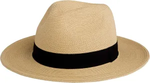 Pineapple&Star Sun Straw Fedora Beach Hat Fine Braid UPF50  for Unisex