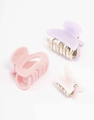 Pink & Lilac Butterfly Hair Claw Clip 3-Pack