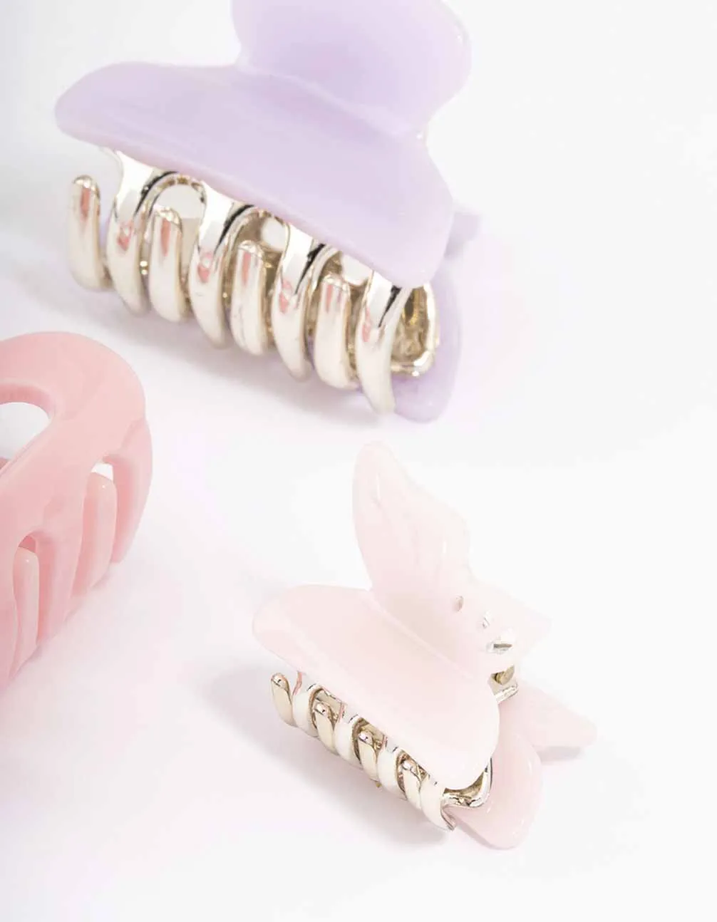 Pink & Lilac Butterfly Hair Claw Clip 3-Pack