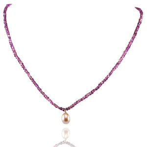 Pink Freshwater Pearl & Amethyst Drop Necklace
