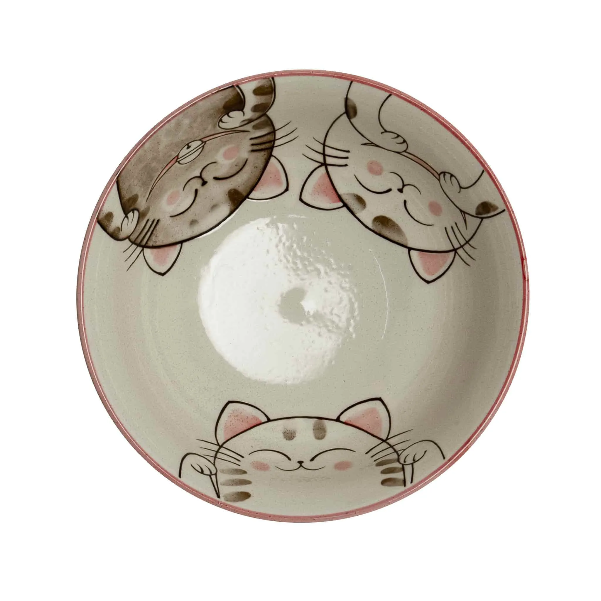 Pink Lucky Cat Japanese Ramen Bowl, 21cm