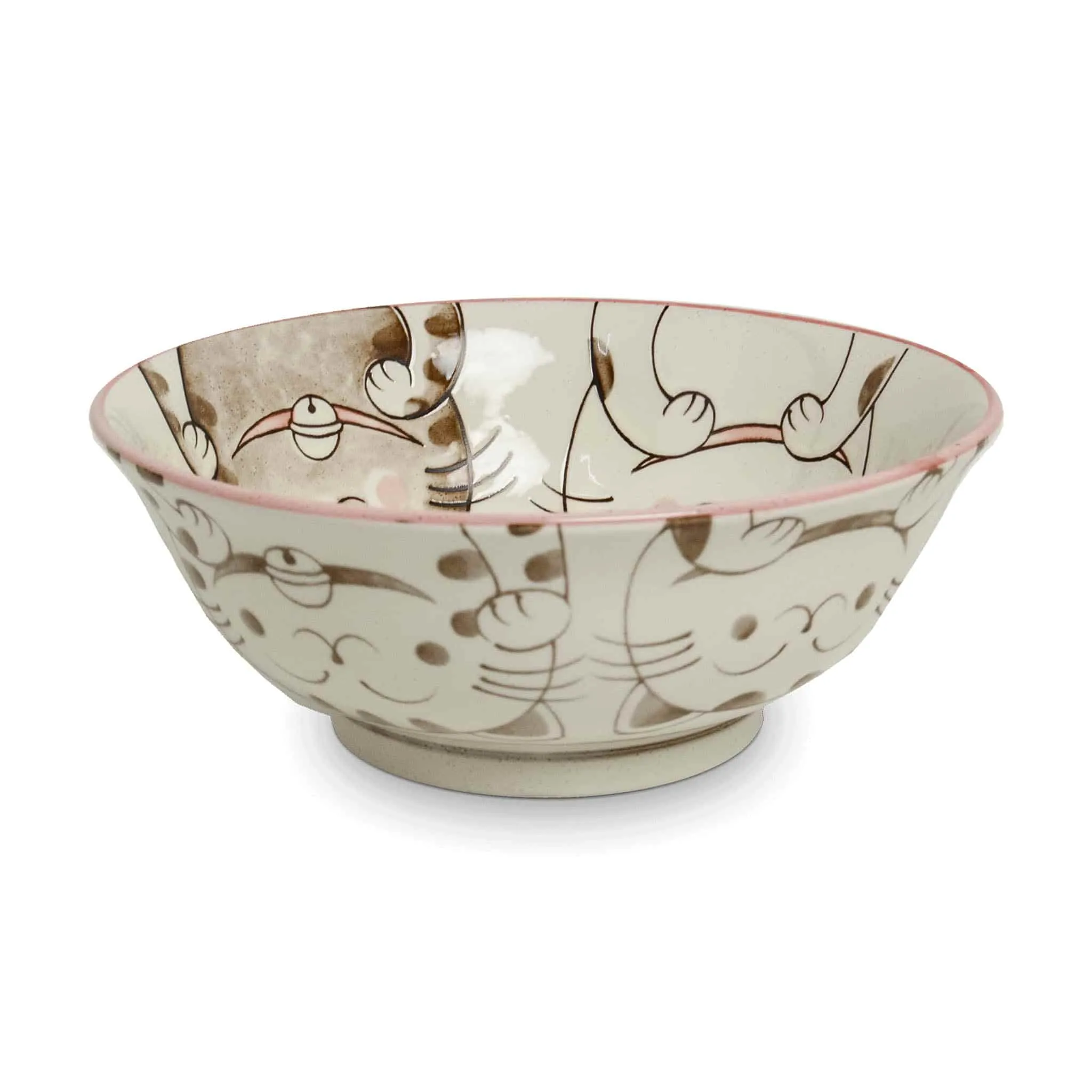 Pink Lucky Cat Japanese Ramen Bowl, 21cm