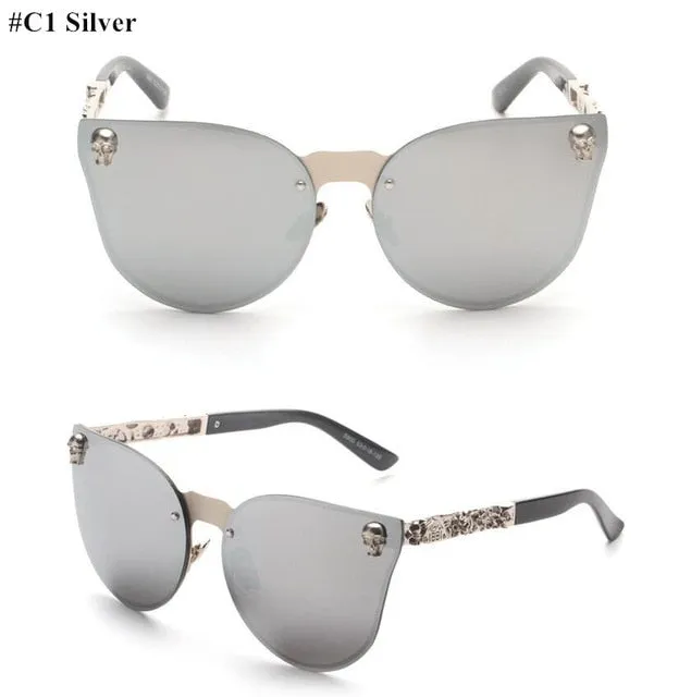 Pink Rose Gold Skull Oversize Sunglasse