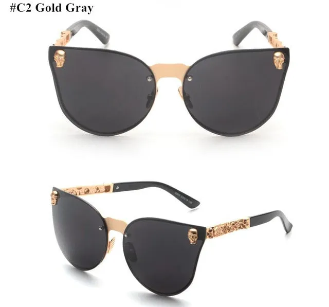 Pink Rose Gold Skull Oversize Sunglasse