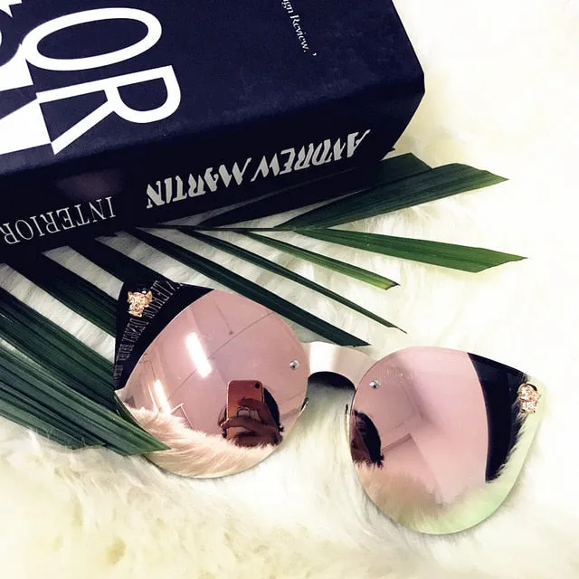 Pink Rose Gold Skull Oversize Sunglasse