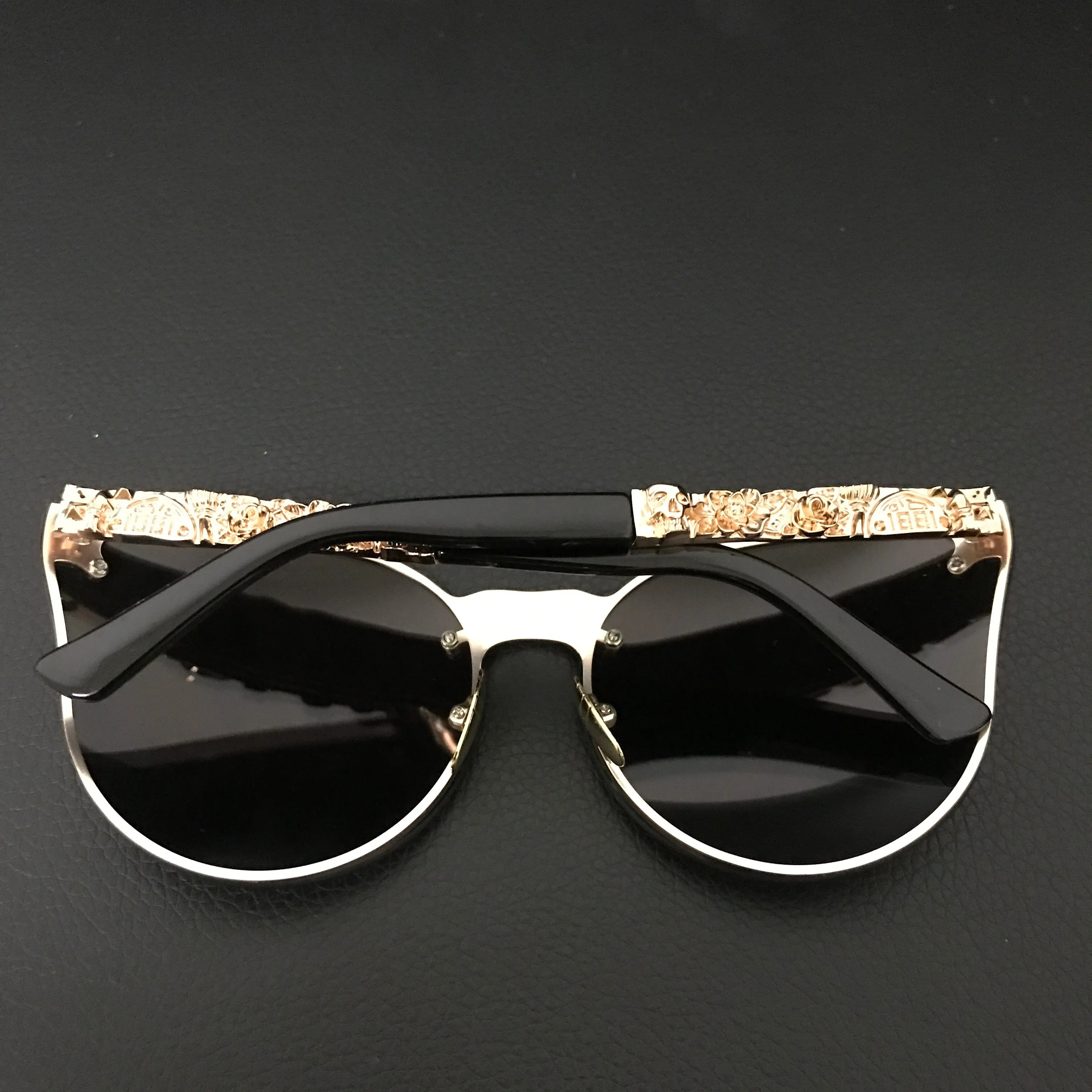 Pink Rose Gold Skull Oversize Sunglasse