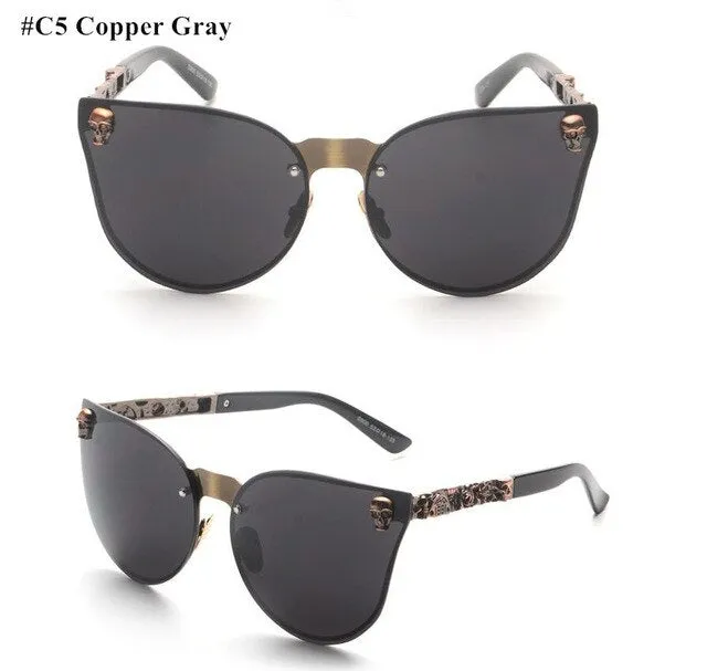 Pink Rose Gold Skull Oversize Sunglasse