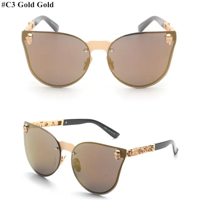 Pink Rose Gold Skull Oversize Sunglasse