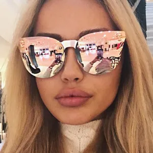 Pink Rose Gold Skull Oversize Sunglasse