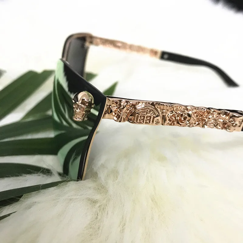 Pink Rose Gold Skull Oversize Sunglasse