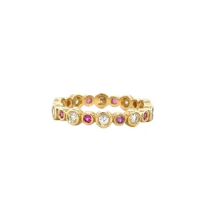 Pink Sapphire & Diamond Dandelion Band/Small