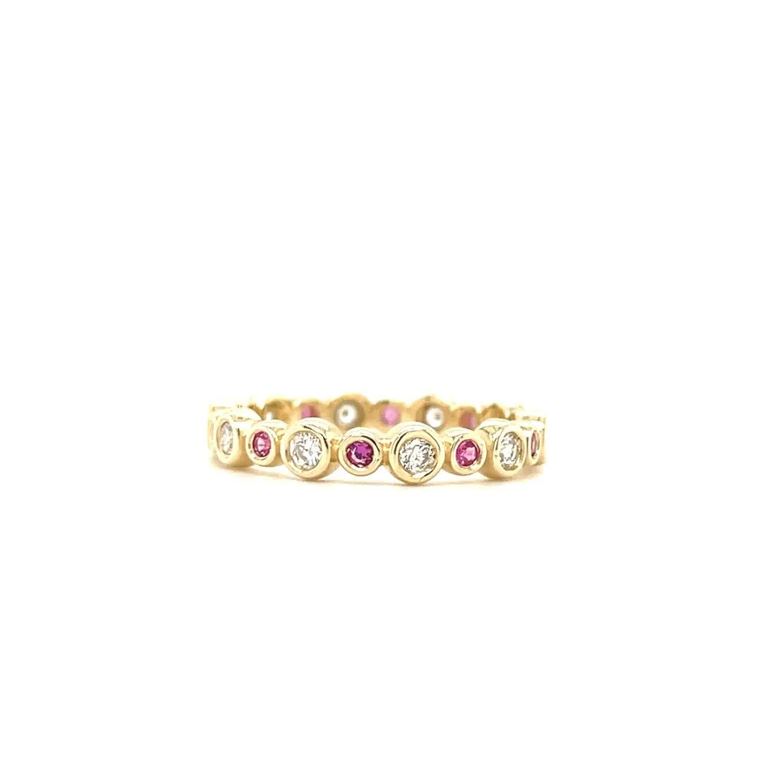 Pink Sapphire & Diamond Dandelion Band/Small
