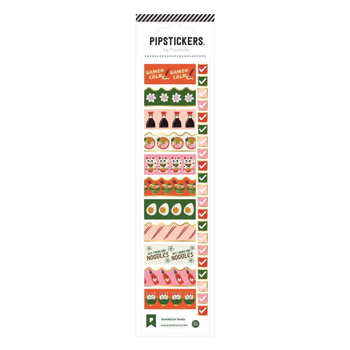 Pipsticks® 2"x8" Sticker Sheet: Powered by Ramen