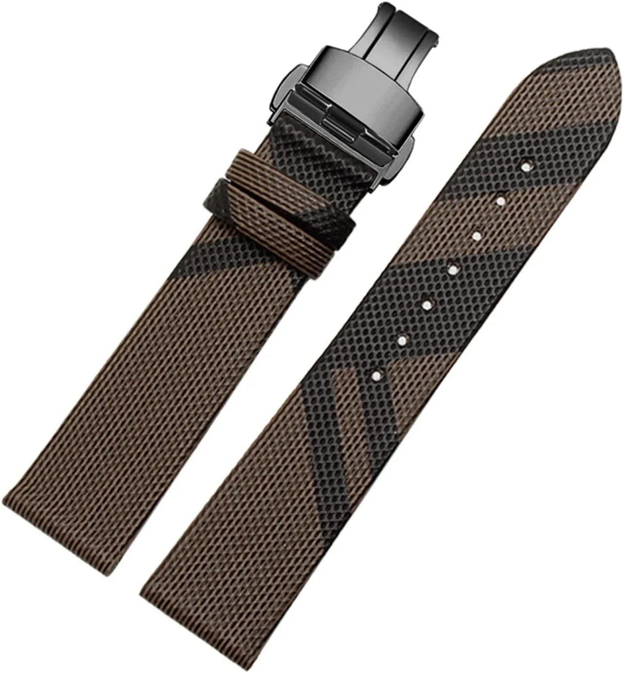 Plaid Pattern Leather PU Strap 12 14 16 18 20 22mm Black Brown Bracelet Compatible With BURBERRY BU19384 Men And Women Watch Chain