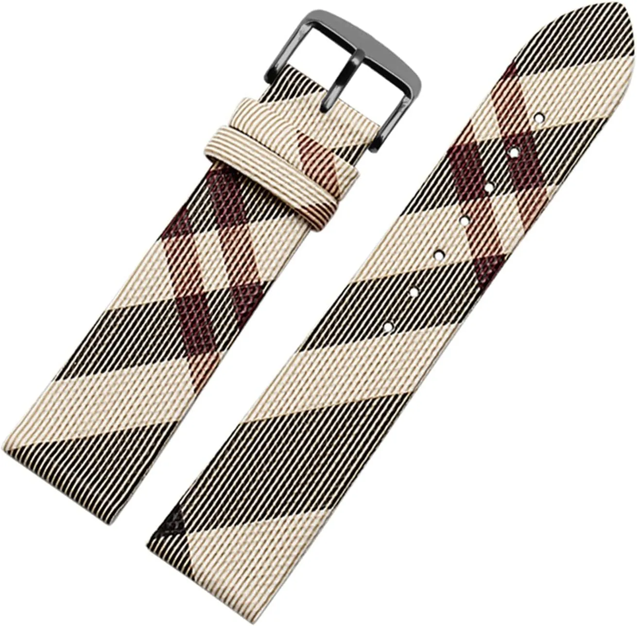 Plaid Pattern Leather PU Strap 12 14 16 18 20 22mm Black Brown Bracelet Compatible With BURBERRY BU19384 Men And Women Watch Chain
