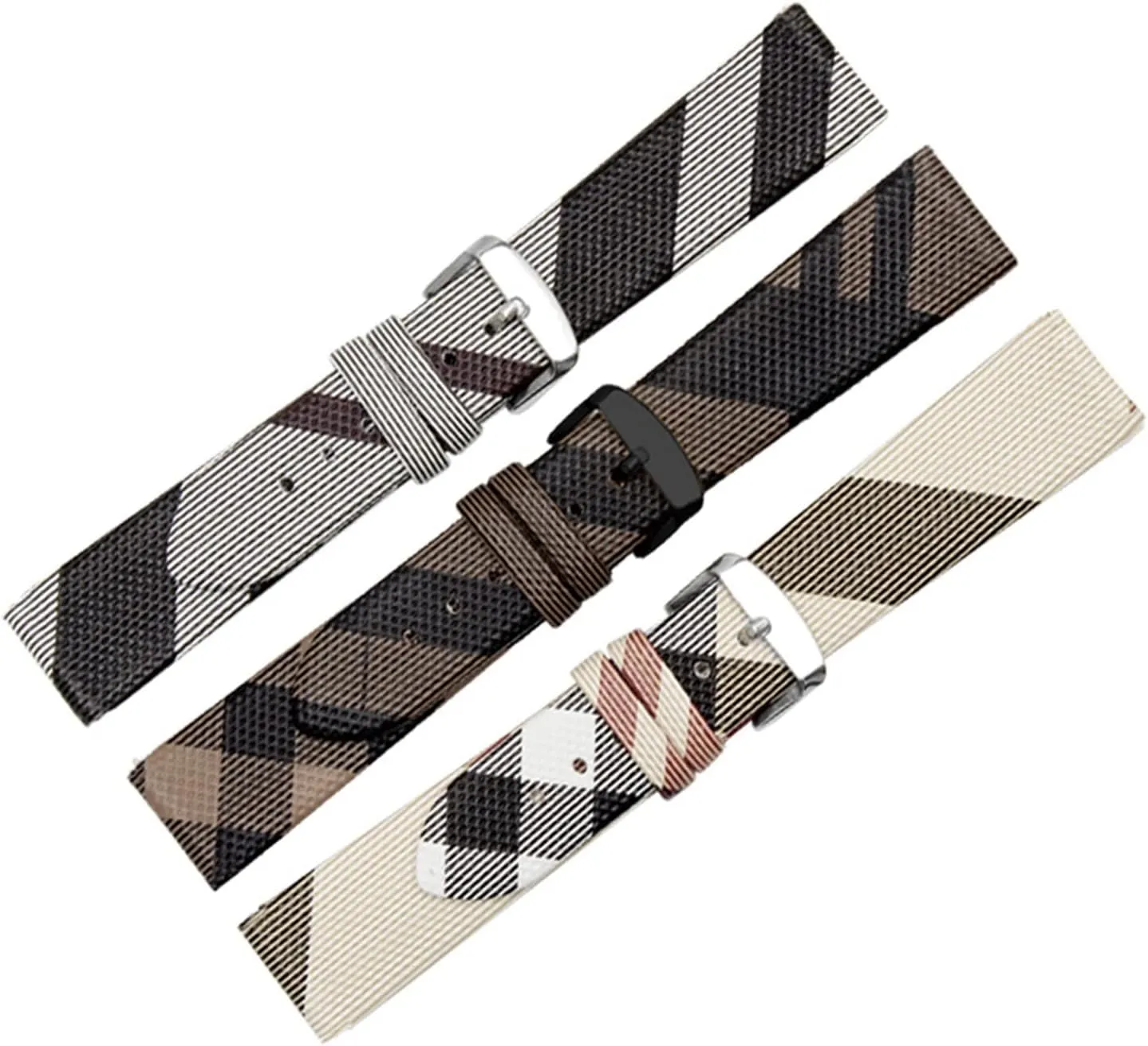 Plaid Pattern Leather PU Strap 12 14 16 18 20 22mm Black Brown Bracelet Compatible With BURBERRY BU19384 Men And Women Watch Chain